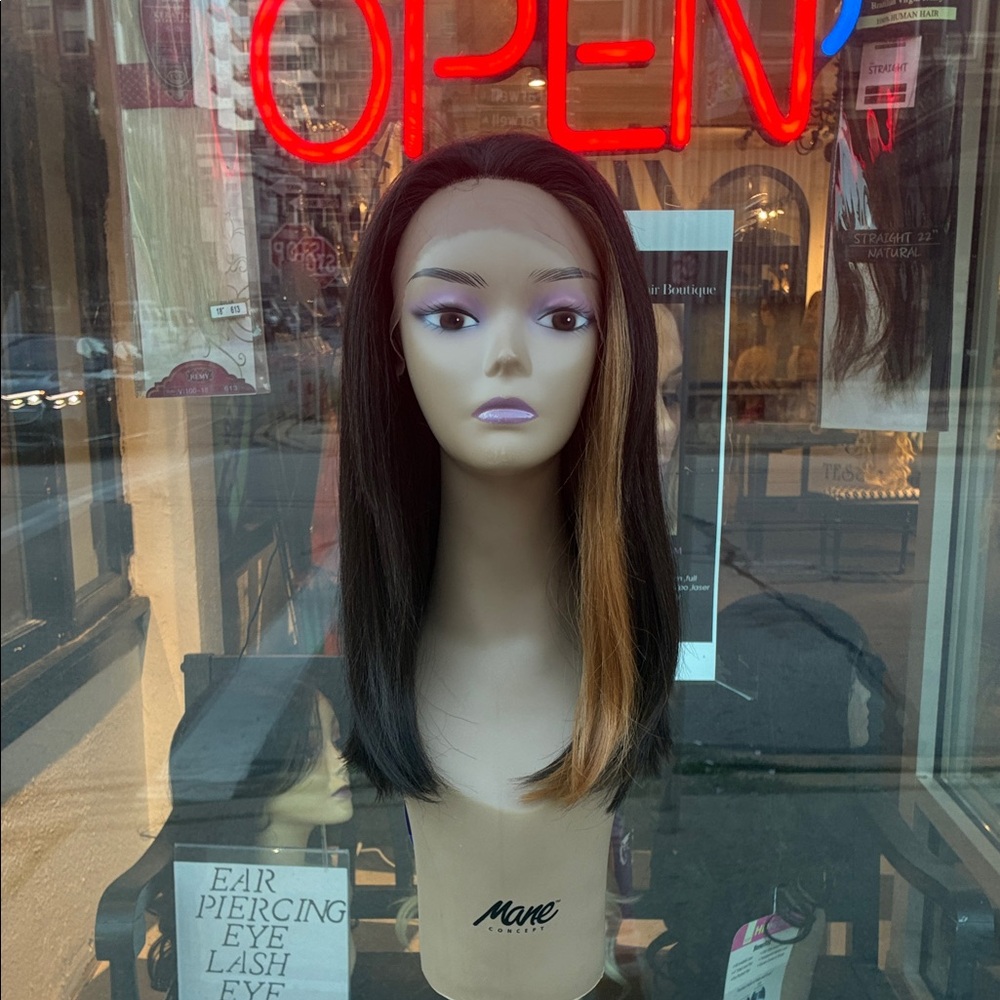 Lacefront brown with a blonde streak